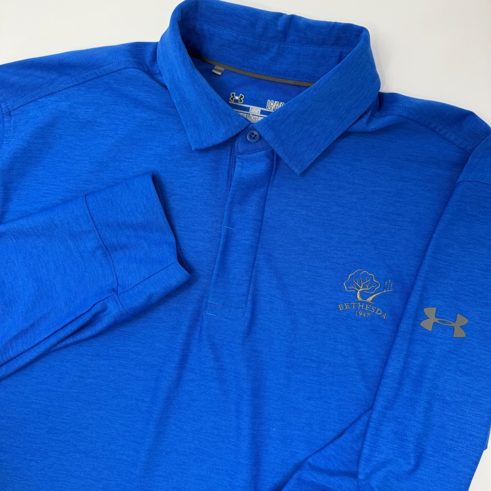 Under Armour Men's Long Sleeve Golf Polo Shirt Bethesda 1947 Blue Large - Picture 1 of 8